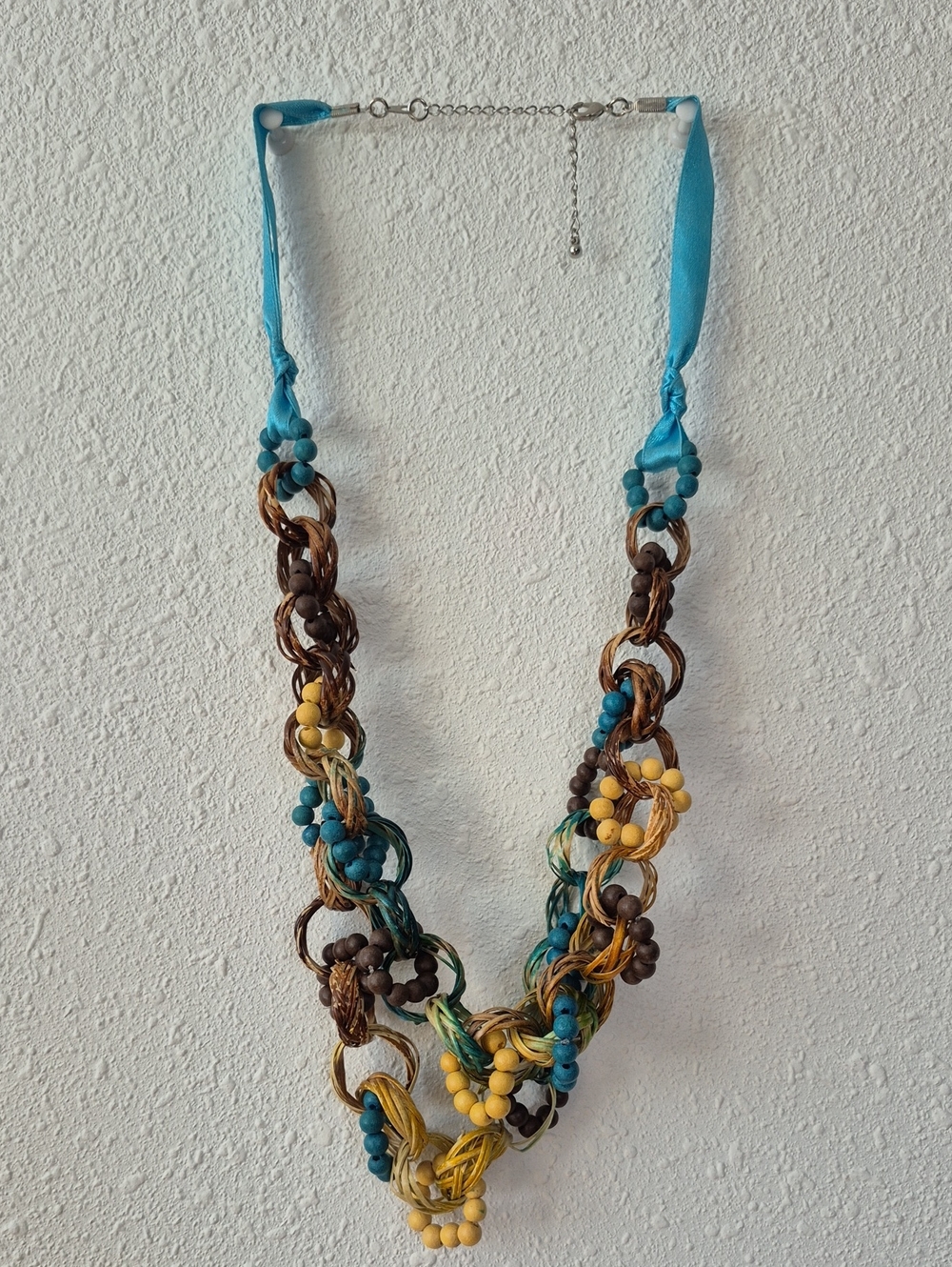 Vintage Bohemian Multi-Strand Turquoise, Yellow & Brown Necklace